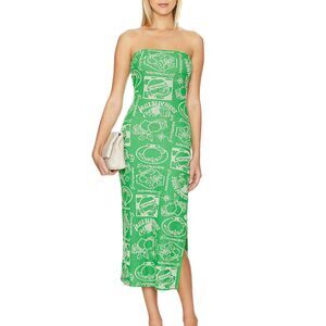 DAMSON MADDER Italian Jacquard Sleeveless Midi Dress Green Sz 8
